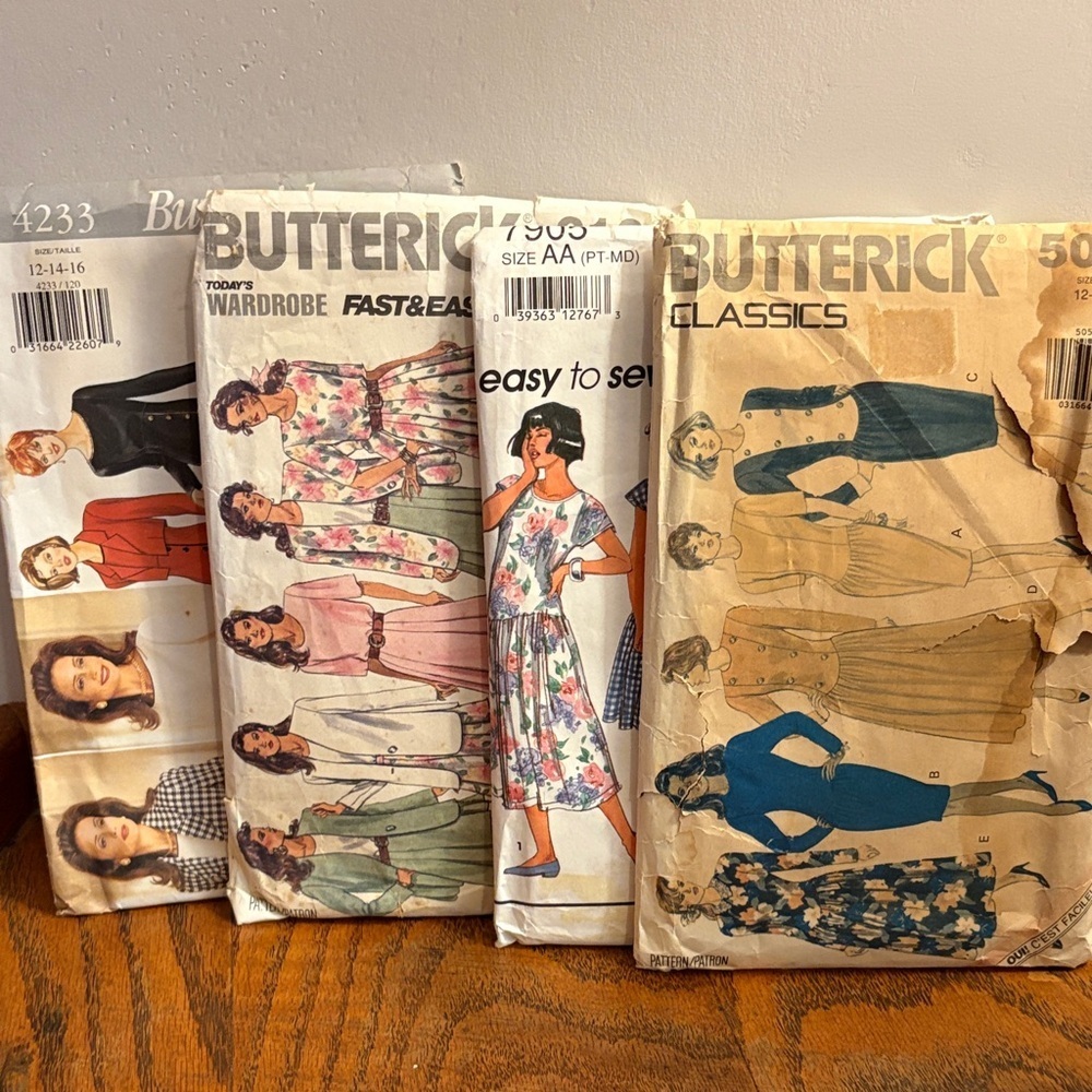 4 Vintage 1980s 90s Seamstress Dress Making Sewing Patterns
